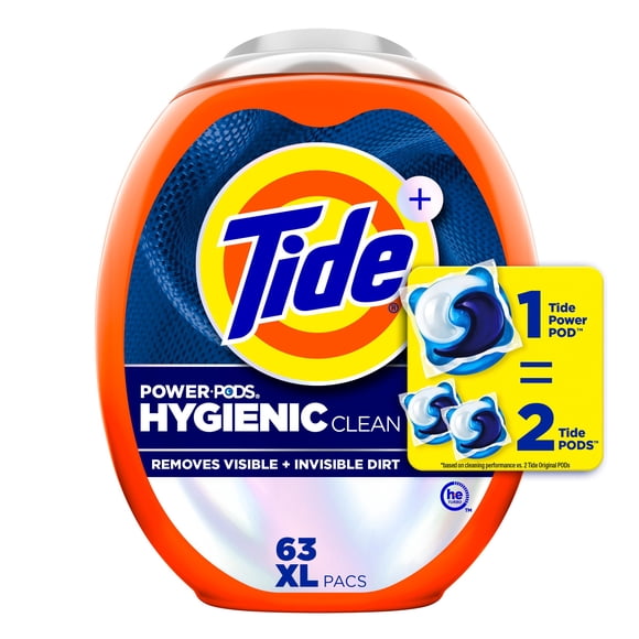 Tide Détergent à Lessive en Capsules Power PODS, Propreté Hygiénique, Parfum Original, Retire la Saleté Visible et Invisible, 63 Unités