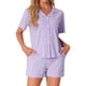 thumbnail image 1 of Conjunto de Pijamas para Mujeres INSPIRE CHIC 100% Algodón con Botones, Cuello Notch, Ropa de Dormir de Manga Corta, Traje de 2 Piezas con Bolsillos, S Púrpura, 1 of 6