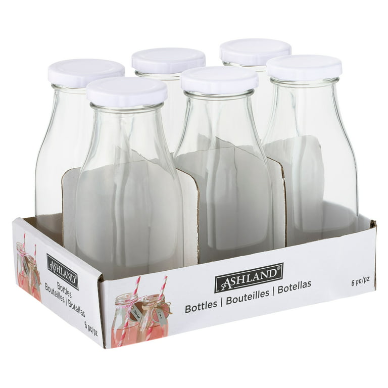 Mini Milk Bottles with Lids 7oz / 200ml