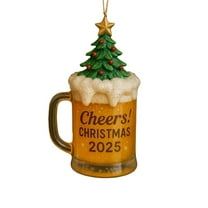 Christmas Beverage Pendant, Christmas Tree Ornament - 2025 "Cheers!" Christmas Beer Mug Ornament Festive Hanging Decor For Christmas Tree Ideal For Holiday Celebrations