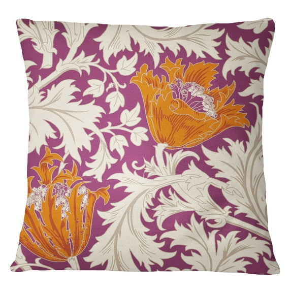 S4Sassy Purple Cushion Cover Throw Floral Print Square Pillow Case Decorative -12 x 12 Inches