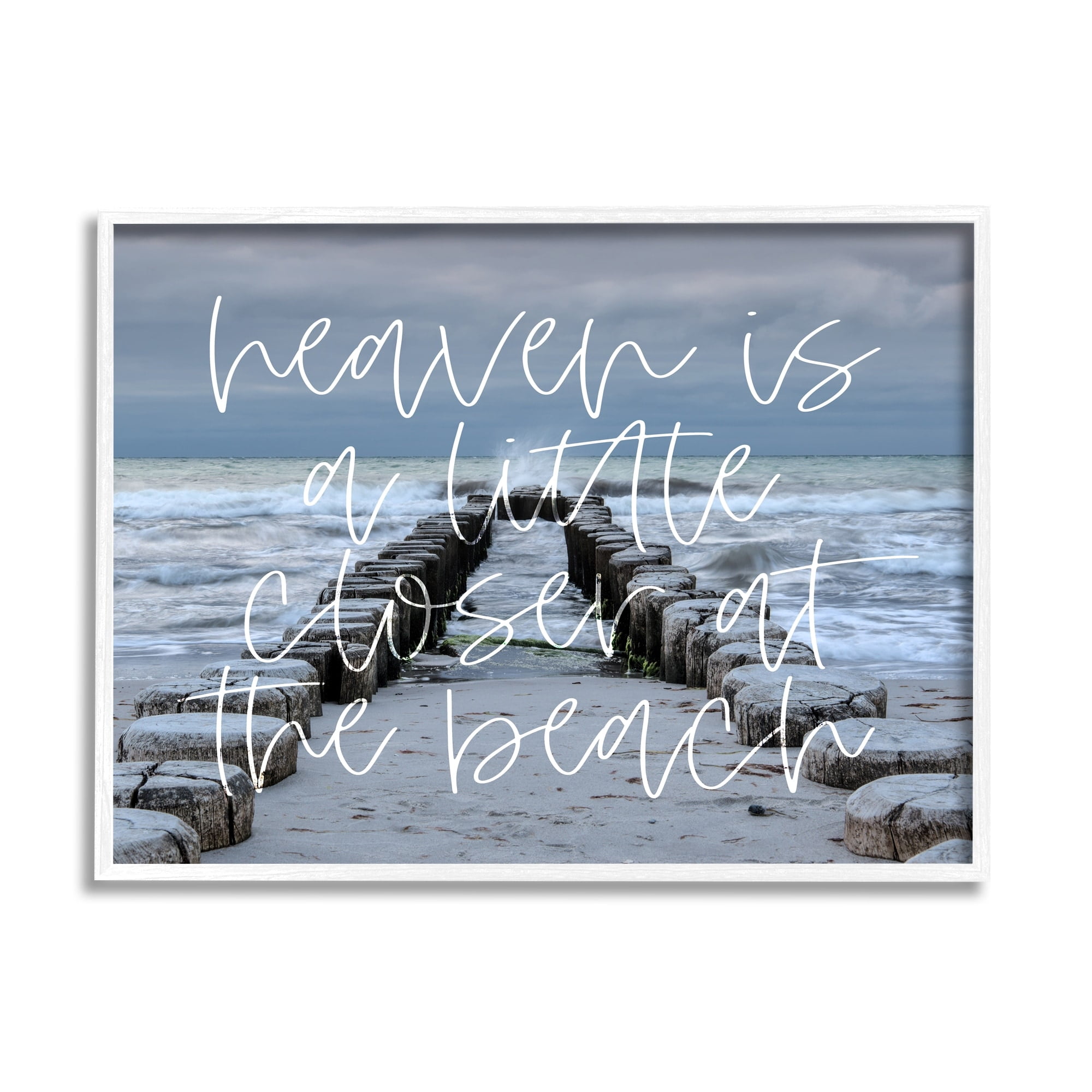 Stupell Heaven Closer At Beach Coastal Landscape Painting White Framed Art Print Wall Art
