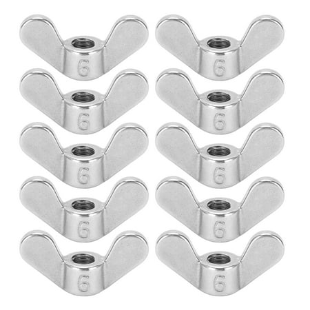 

10Pcs Wing Nuts 304 Stainless Steel M6 Butterfly Fastener Parts Assorted Kits for Machinery