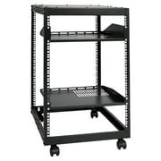 BENTISM 15U Open Frame Server Rack، 15-40 Depth قابل للتعديل، Free Standing or Wall Network Server Rack، 4 Post AV Rack with Casters Two Shelves