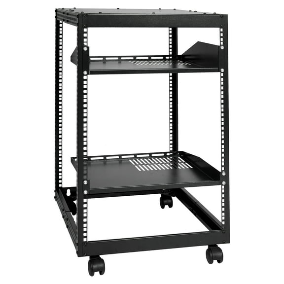 KFFKFF 15U 4 Post Open Frame Server Rack - Adjustable Network Enclosure for 15'' to 40'' Equipment