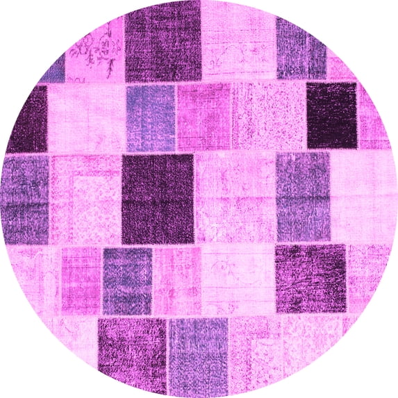 Ahgly Company Indoor Round Patchwork Pink Transitional Area Rugs, 4' Round