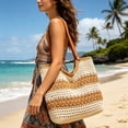 thumbnail image 2 of Women's Woven Large Capacity Tote Shoulder Crochet Beach Bag- Woven Boho Purse Knitted Shoulder Bag for Summer Vacation Beachy Travel Pool, 2 of 5