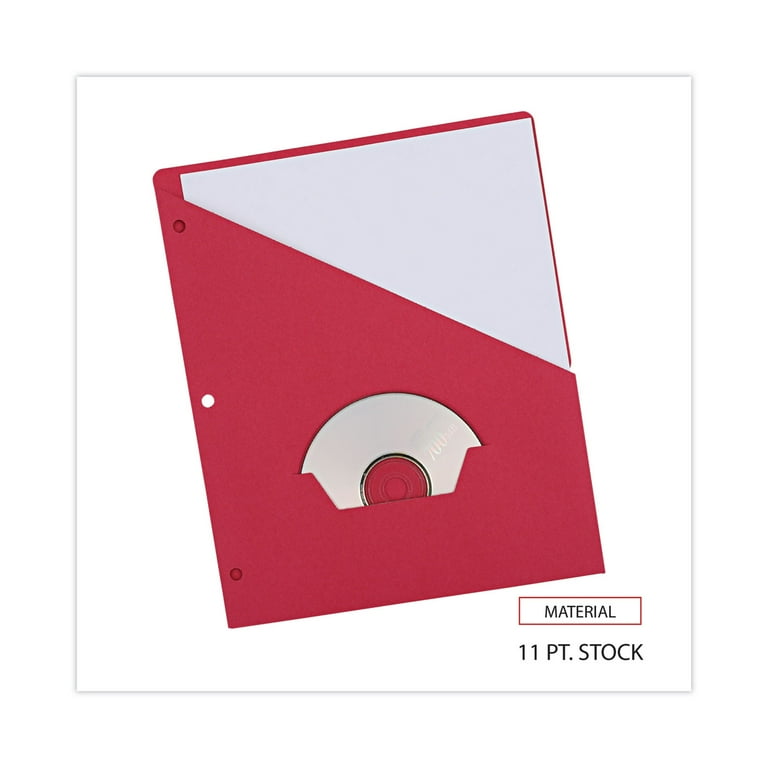 Slash-Cut Pockets for Three-Ring Binders, Jacket, Letter, 11 Pt., 8.5 x 11, Red, 10/Pack Slash-Cut Pockets for Three-Ring Binders, Jacket, Letter, 11 Pt., 8.5 x 11, Red, 10/Pack