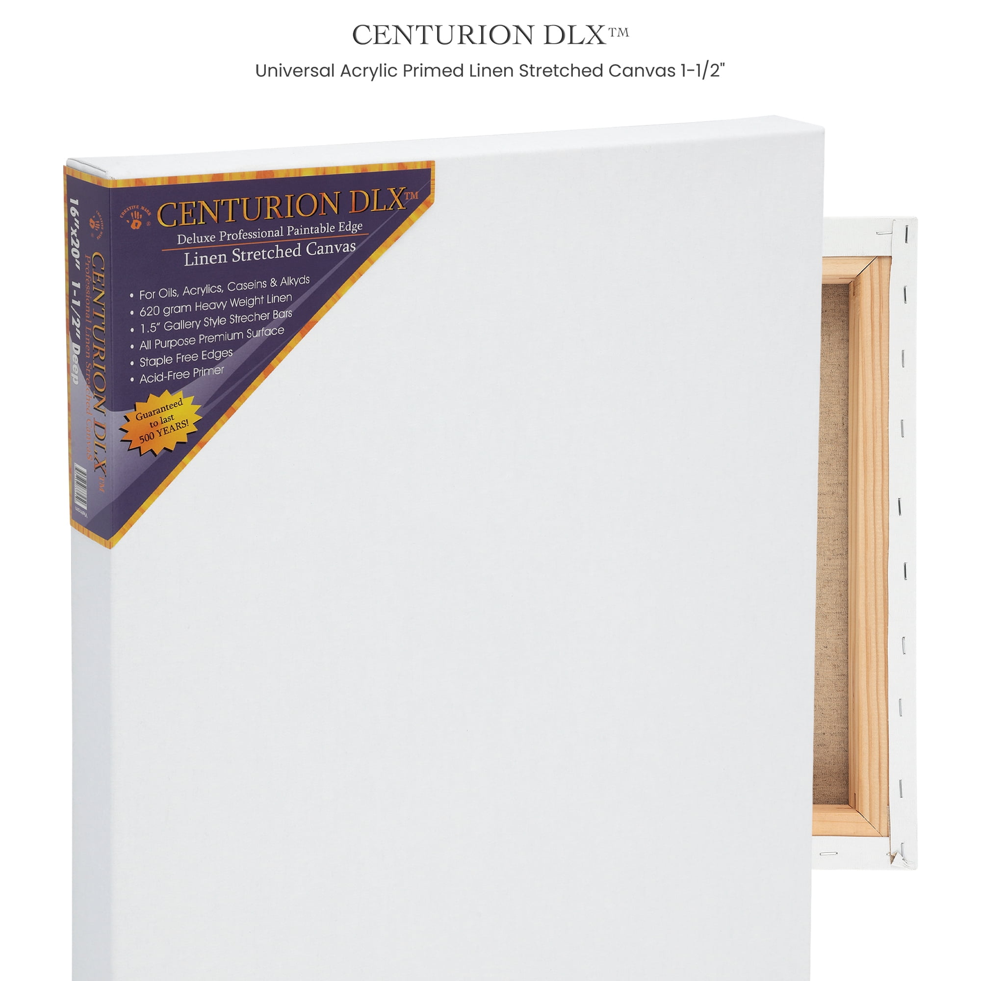 Centurion DLX Acrylic Primed Linen Canvas - Boxes of 3