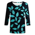 thumbnail image 5 of Womens Plant Printed T Shirts Short Sleeve Crew Neck Loose Casual Summer Tops Black L, 5 of 5