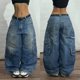 thumbnail image 1 of Y2K Street nueva moda azul lavado pantalones vaqueros holgados mujeres estilo Harajuku Vintage Hip Hop Popular gótico alta cintura pantalones de pierna ancha, 1 of 7
