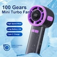 thumbnail image 6 of Portable Turbo Fan 100 Gears Wind Speed Mini Hand Held Fans with Hiking Hook,Type-C Rechargeable Desk Stood Air Cooler B, 6 of 7
