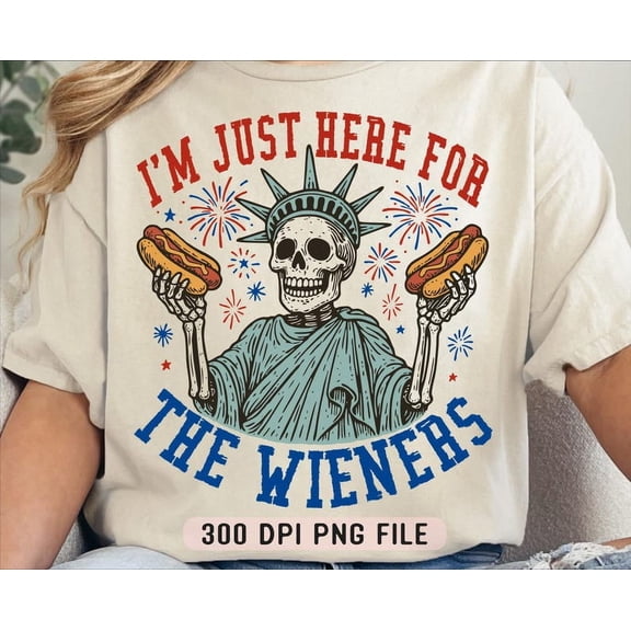 I'm Just Here For The Wieners T-shirt, Funny Patriotic with Hot Dog Shirt, 4th of July BBQ Vibes Shirt, Retro USA Party Independence Shirt TH070612