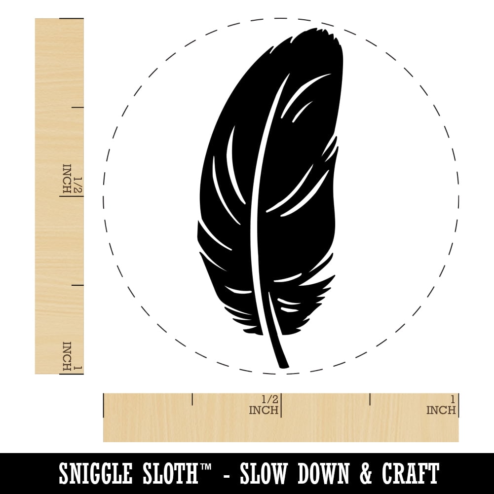 Stout Bird Feather Self-Inking Rubber Stamp Ink Stamper - Blue Ink - Medium 1 Inch
