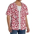 thumbnail image 4 of KLL Red Flowers Print Men's Shirt Short Sleeve Button Down Summer Cuba Beach Shirts- 3X-Large, 4 of 7