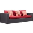 thumbnail image 3 of Modway Convene 3 Piece Outdoor Patio Sofa Set in Espresso Red, 3 of 6