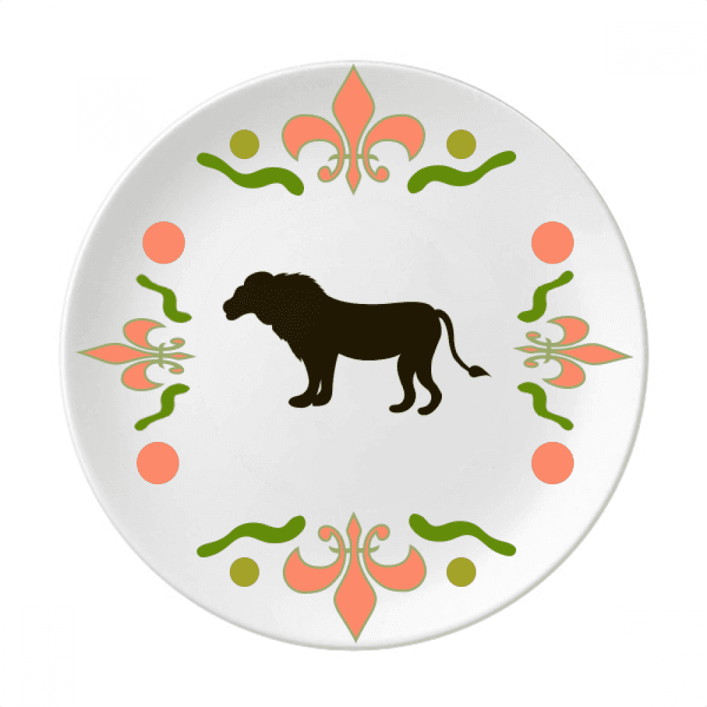 Black Lion Animal Portrayal Flower Ceramics Plate Tableware Dinner Dish -  