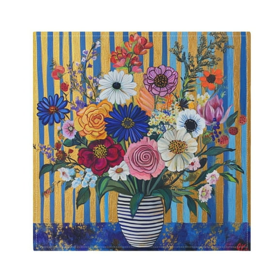 Satin Polyester Napkins - 20x20 InchSingle-Sided Printed Napkins, 1-Piece/4-Piece/6-Piece Set, DIY Personalized Table Setting,Beautiful Flower Bouquet