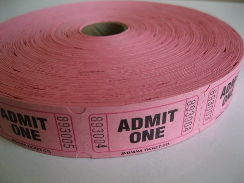 100 Hot Pink Admit One Consecutively Numbered Raffle Tickets 