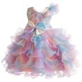 thumbnail image 4 of AHTJRT Girls Rainbow Tutu Dress Ruffled Flowy Pageant Party Dress Kids Wedding Ball Gowns Sequined Formal Princess Dress Hot Pink 7-8 Years, 4 of 8