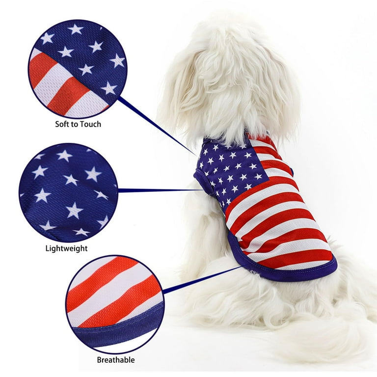 July 4th Dog Costume Set Patriotic Dog Vest US Flag Summer Dog Shirt Mesh Breathable Independence Day Dog Outfits for Small Medium Large Dogs 4XL Walmart
