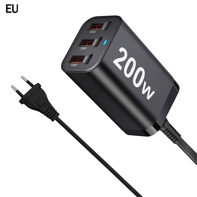LUVCLS Estación de carga de escritorio con puerto USB PD de 6 puertos GaN de 200 W y torre