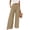 Khaki, variant on Wide Leg Pants for Women Flowy Palazzo Drawstring Elastic Waist Trousers with Pockets Summer Beach Vacation Clothes White,2XL