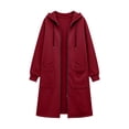thumbnail image 7 of Perfectbot Women's Maxi Hooded Sweatshirt Coat, Oversized Side Slits Full Zip Jacket Fall Casual Outerwear, 7 of 7
