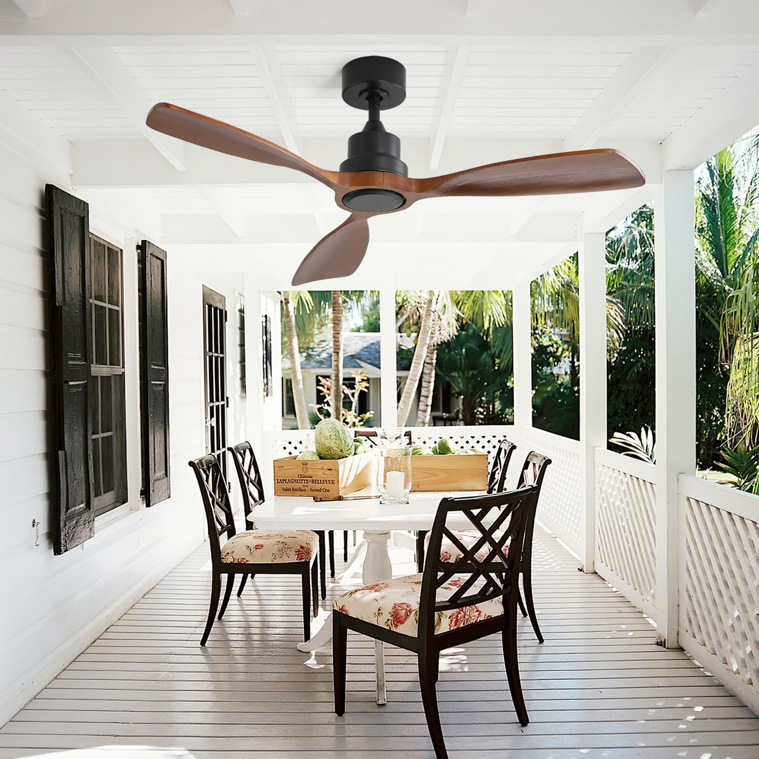 Sofucor 48-Inch Ceiling Fan with No Light, Solid Wood Low-Profile Ceiling Fans with Lights and Remote, Quiet DC Motor, 3-Blade Ceiling Fan for Bedroom, Living Room, Patio