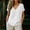 White, variant on Tsesme Linen Capris Sleeve Tops for Women V-Neck Pullover T Casual T-Shirt Relaxed Fits Breathable Summer Tops ,Green,4XL