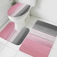 thumbnail image 4 of Pink Grey Bathroom Rugs Set Gradient Wood Grain Farmhouse Retro Striped Non Slip Absorbent Soft Bath Mats 3 Piece Set with Bathroom Rug, U-Shaped Floor Mat, Toilet Seat Cover Small Size, 4 of 9