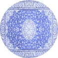 thumbnail image 1 of Ahgly Company Machine Washable Indoor Round Medallion Blue Traditional Area Rugs, 3' Round, 1 of 4