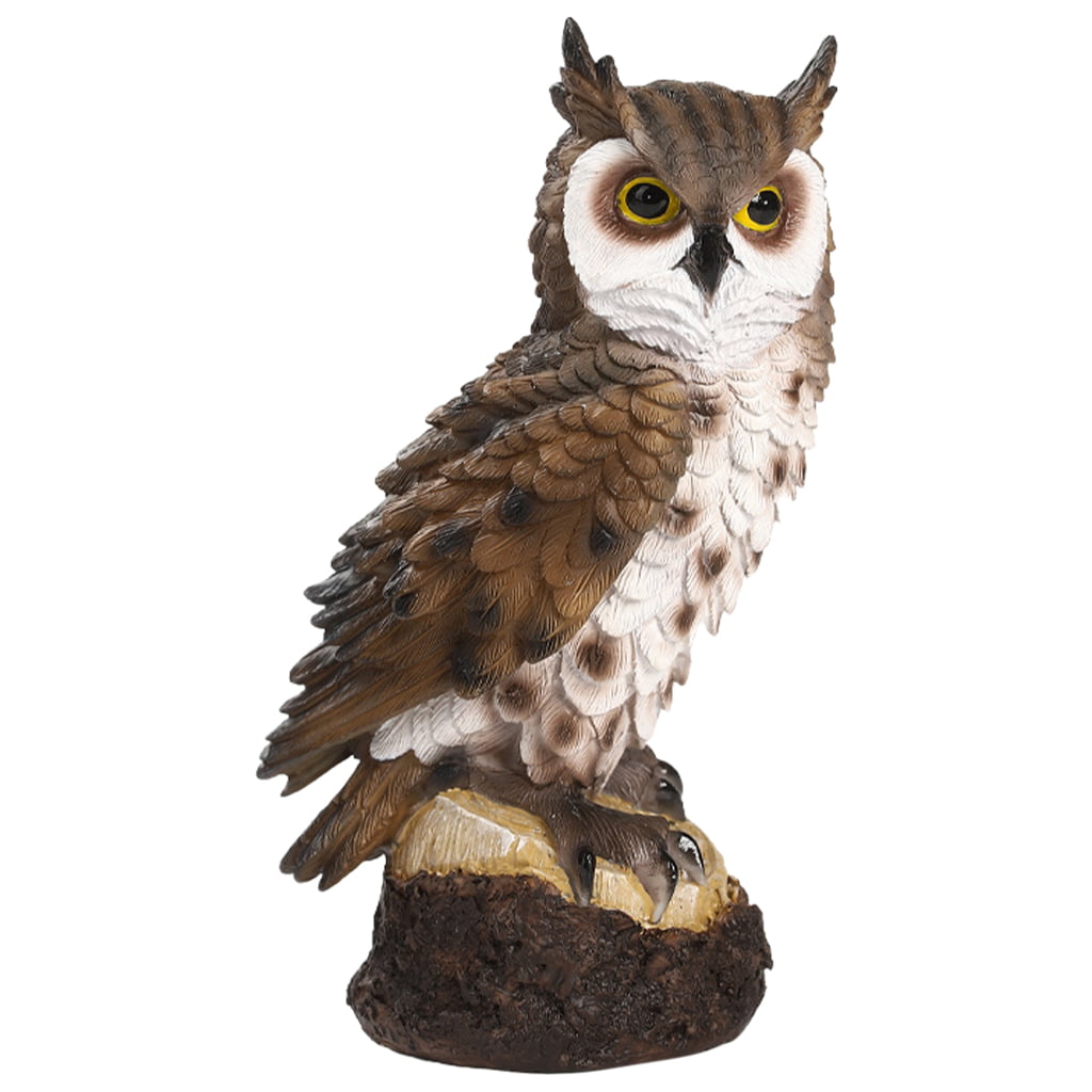 Owl Outdoor Indoor Garden Resin Animal Statue Ornament Figurine Bird on Perch 