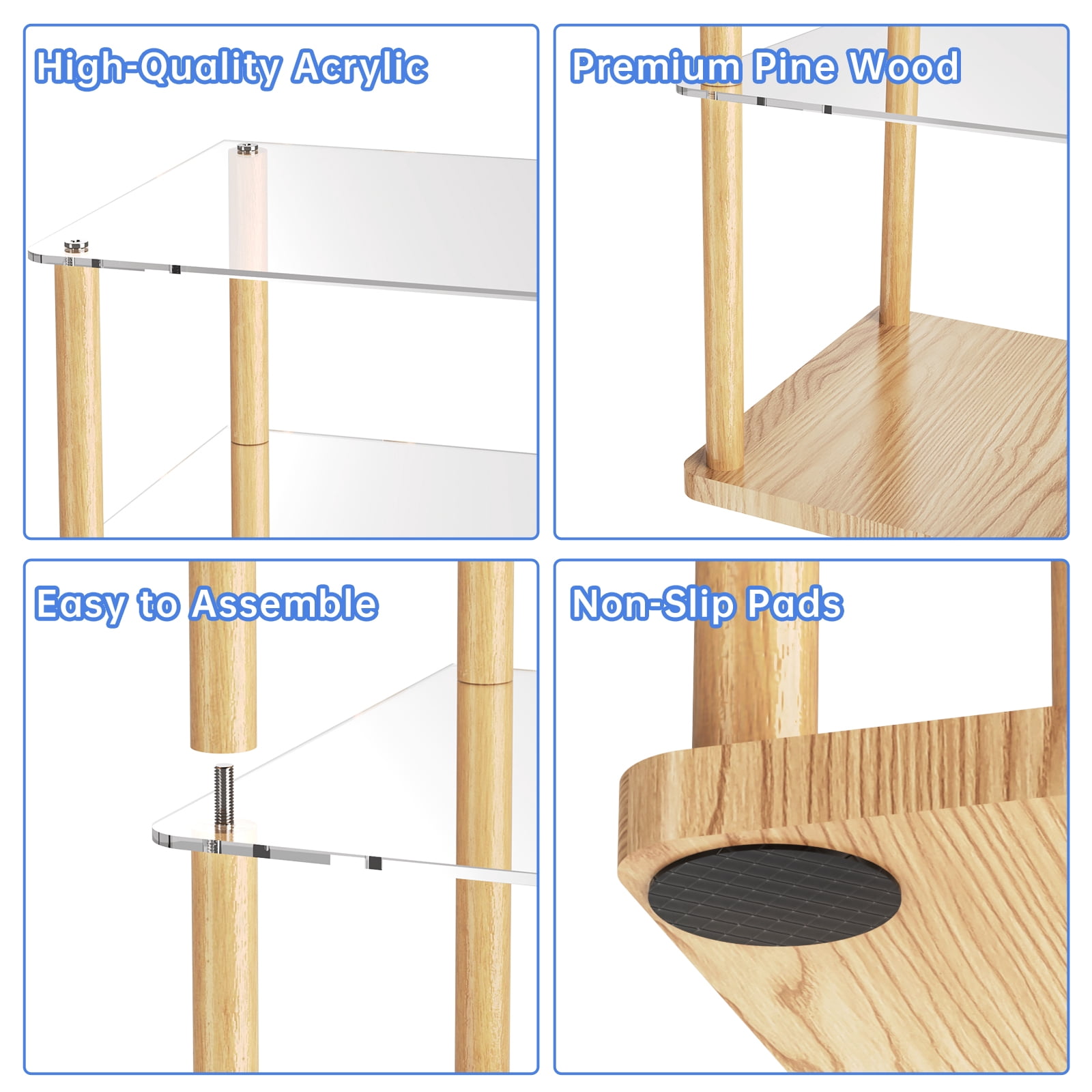 NiHome 7-Tier Vertical Acrylic Shoe Rack, Easy No-Tool Assembly Space-Saving Shoe Organizer for Entryways, Closets, Dorm Rooms, 11"x10.5"x41" Versatile Storage for Shoes, Boots, Books and More