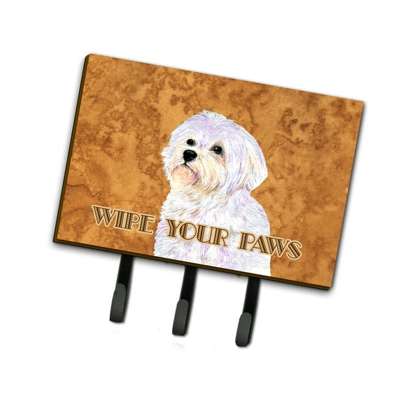 Carolines Treasures SS4898TH68 Puppy Cut Maltese Wipe your Paws Leash or Key Holder Triple Hook multicolor