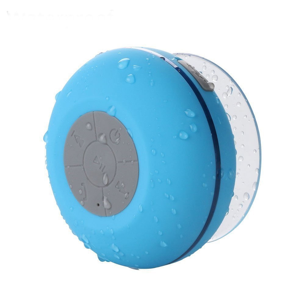 Mini Waterproof Bluetooth Speaker Box 3.0 Bluetooth Speaker Handsfree Portable Speakerphone with Built-in Mic 4hrs of Playtime Control Buttons and Dedicated Suction Cup for Shower & Outdoor Blue