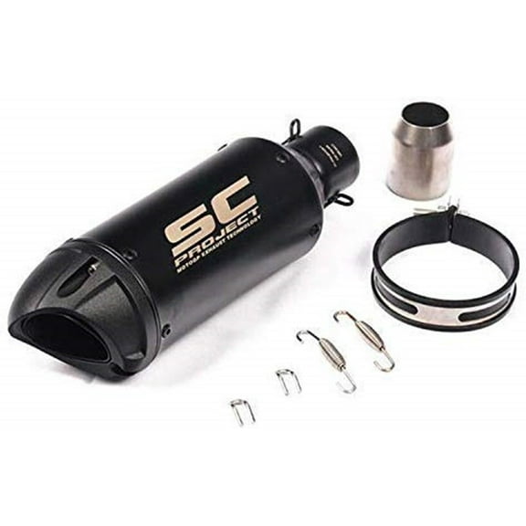 Universal Motorcycle Exhaust Muffler Black for Sports Bikes and More with SC logo