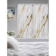 thumbnail image 3 of Bedroom Curtains 63 Inches length, White Gold Modern Window Treatment Curtain Drapes, Abstract Vintage Marble Geometric Rod Pocket Curtain Panels for Living Room Kitchen, 42"x63", 2 Panels, 3 of 7