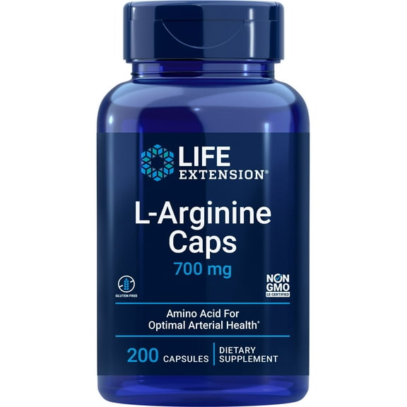Life Extension L-Arginine Caps, 700 mg - Promotes Arterial Health - Gluten-Free, Non-GMO - 200 Capsules