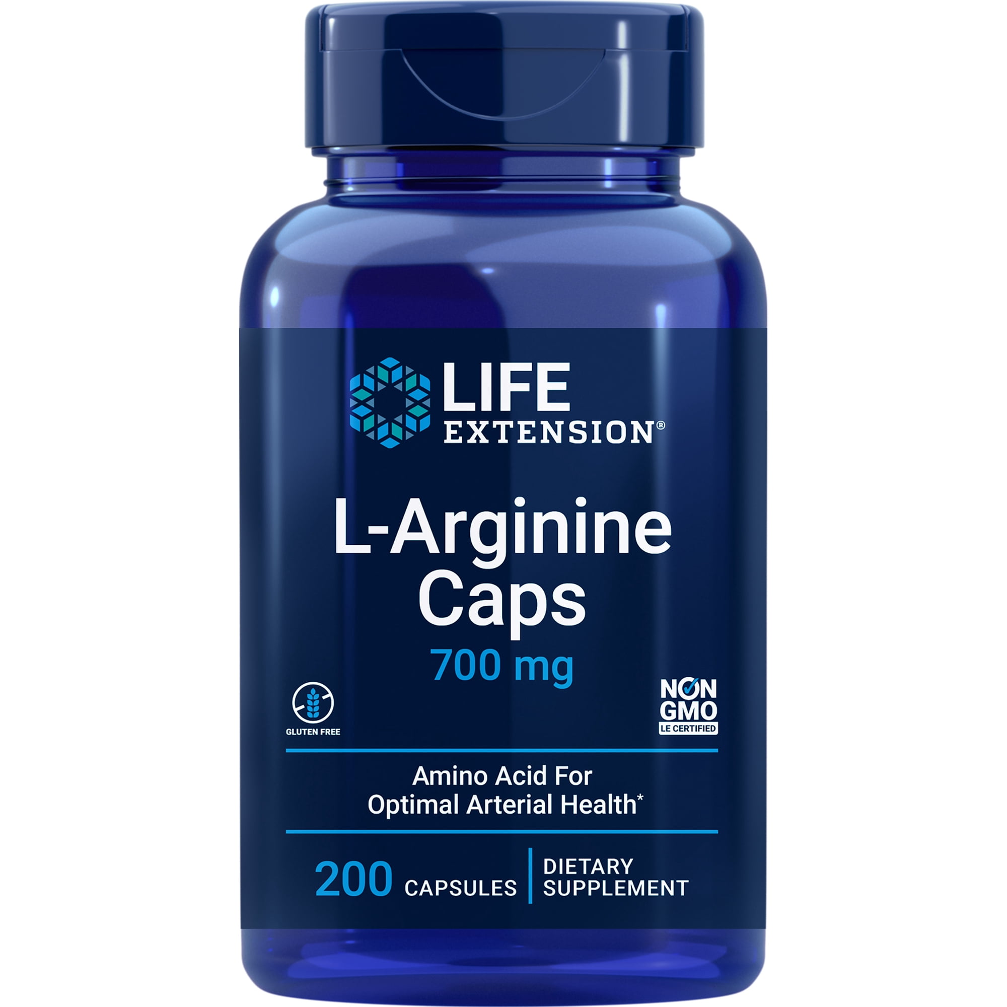 Life Extension L-Arginine Caps, 700 mg - Promotes Arterial Health - Gluten-Free, Non-GMO - 200 Capsules