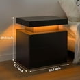thumbnail image 2 of Table de Chevet Noire avec Lumière LED Table de Chevet Moderne Noire avec 2 Tiroirs Table d'Appoint pour Chambre, 2 of 6