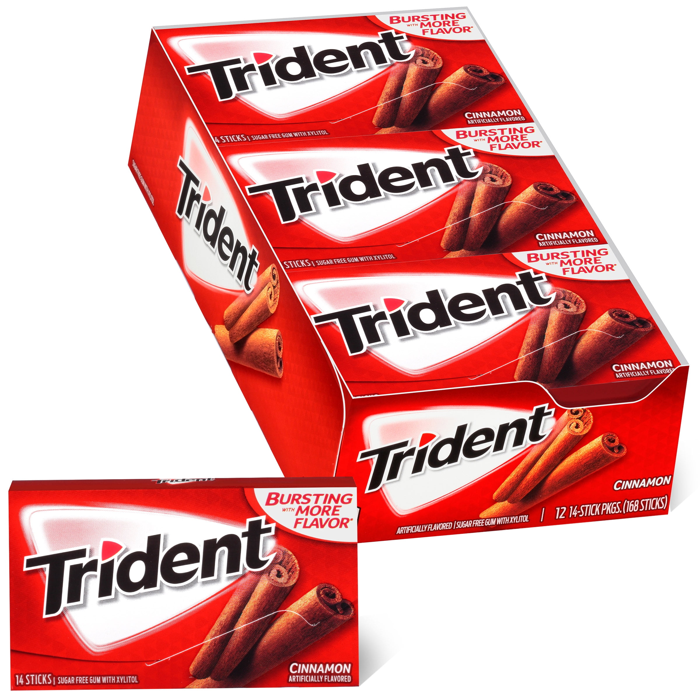 Trident Cinnamon Sugar Free Gum, 12 Packs of 14 Pieces (168 Total