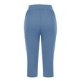 thumbnail image 7 of Ecqkame Women's Causal Capri Pants Solid Color Loose Soft Elastic Waist Workout Pants Yoga Sweatpants Lounge Thin Pants with Pockets Blue-A XXXXXL, 7 of 7
