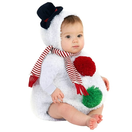 

KDSJSXW Clearance Kids Christmas Baby Clothes Unisex Infant Baby Boys Girls Set Long Sleeve Christmas Cosplay Costume Snowman Fleece Hoodie Romper Jumpsuit and Scarf Set (White 80)