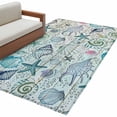 thumbnail image 2 of Area Rug for Living Room, Teal Blue Coastal Non-Slip Indoor Large Carpet for Bedroom/Dining Room, Nautical Starfish Shells Ocean Sea Washable Low-Profile Rectangle Floor Mat Runner Rugs - 3 x 5 Ft, 2 of 7