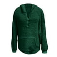 thumbnail image 6 of Fesfesfes Women Hooded Flannel Zipper Lace Long Sleeve Casual Sweatshirt Pullover Top Coat or, 6 of 7