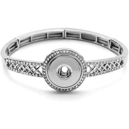 Ginger Snaps Lattice Stretch Bracelet, 20 Millimeter, Rhodium Plated, Women, Jewelry and Accessories