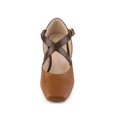 thumbnail image 5 of BLISSFUL STEP Women's Cross Strap Block Heels Mary Jane Pumps Brown 11, 5 of 7