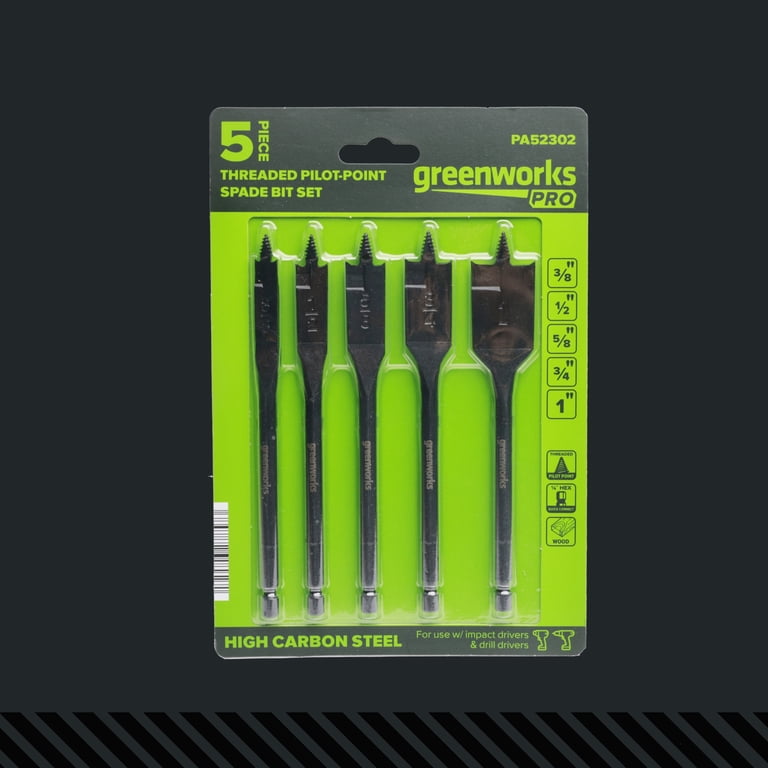 Greenworks Pro 5-Piece Spade Bit Set, High Carbon Steel photo 6