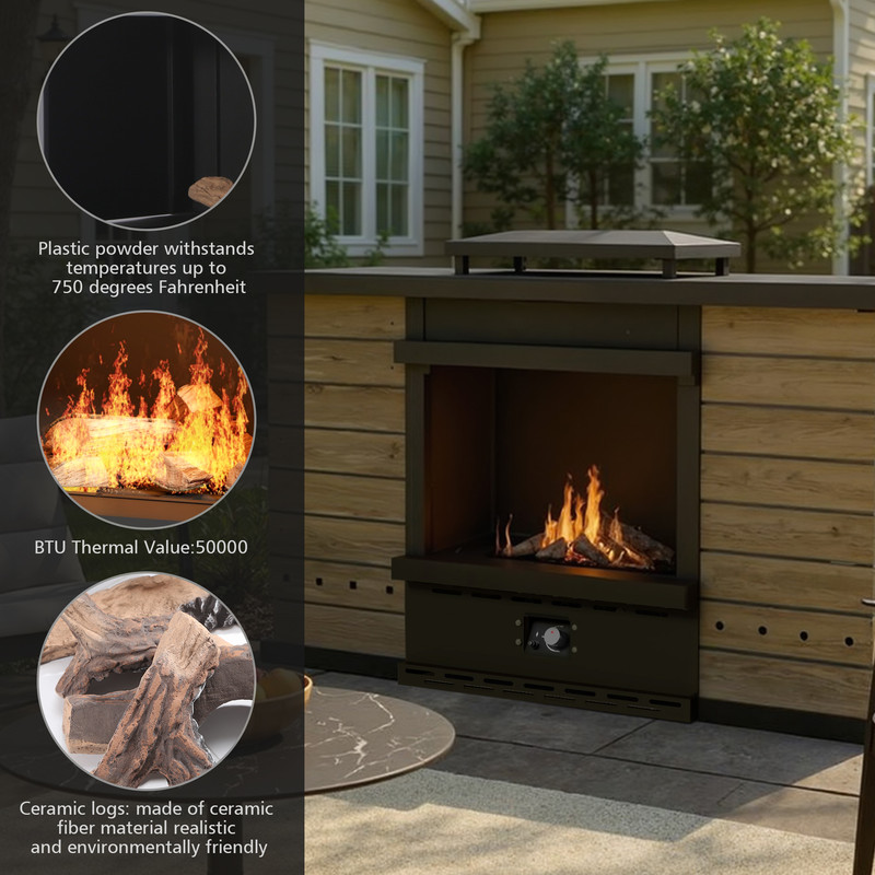 GAZEBETER Outdoor Gas Fireplace, 63" 50000 BTU Patio Gas Fire Pit Propane with Rain Cover, CSA Certified, Adjustable Flame for Deck, Backyard, Balcony